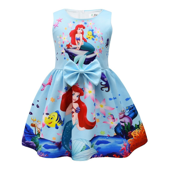 Vestido De Princesa Sirena Con Dibujos Animados Para Niñas Ariel Cosplay Fiesta De Cumpleaños Halloween