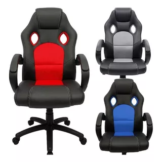 Silla Gamer Pc Sillon Gamer Escritorio Oficina Computadora Color Negro/gris