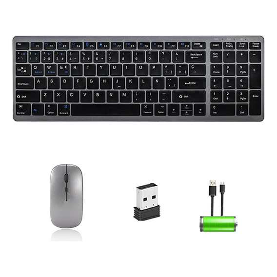 Kit Teclado Y Mouse Inalambrico Español Portátil Recargable