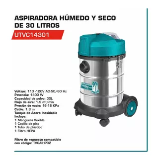 Aspiradora Industrial Seco/humedo 30litros Total Tools