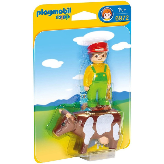 Figura Infantil Granjero + Vaca Playmobil 1 2 3 Febo