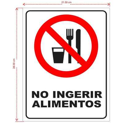 Set 4pz Señalética Prohibido El Consumo D Alimentos21.5x28cm