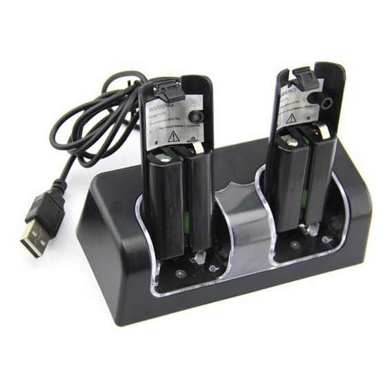 Base Cargador Doble Y 2 Baterias Recargables Para Wiimote