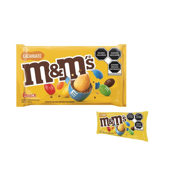 Pack X 6 Chocolates Con Leche M&m's Con Cacahuate 44.3 G C/u