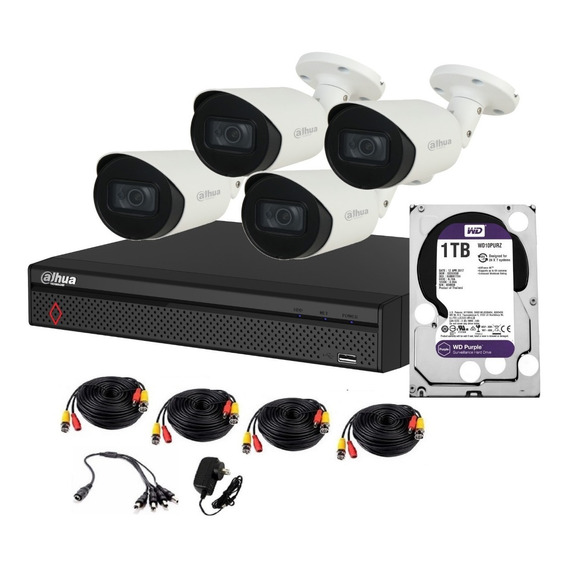 Kit 4 Cámaras 8mp 4k Bullet Audio Dvr 8ch 4k Dahua 2tb