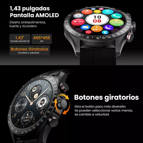 Smartwatch Eigiis KE series KE3 Tactical 1.45 caja 50mm de abs negra,  malla negra de silicona y bisel negro de plástico