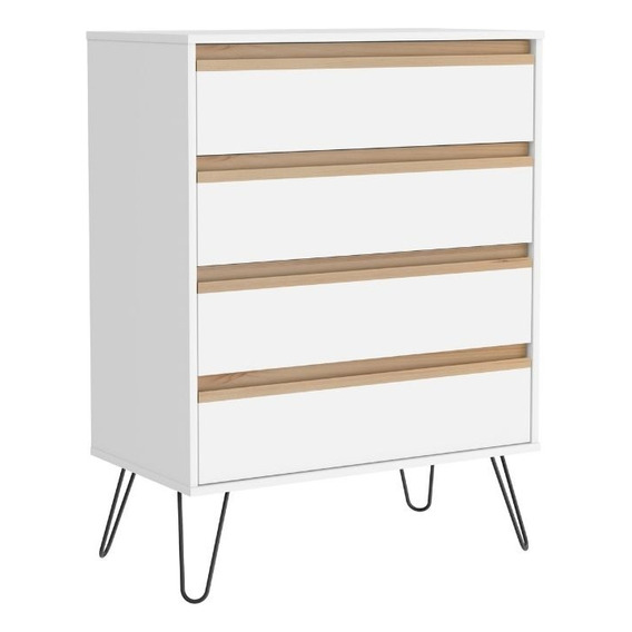 Comoda Cajonera 4 Cajones Dormitorio Linea Paris Lcm Color Blanco