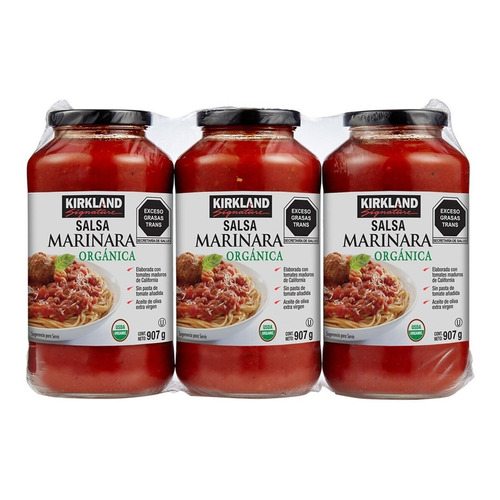 Salsa Marinara Orgánica Kirkland Signature 3 Pzs