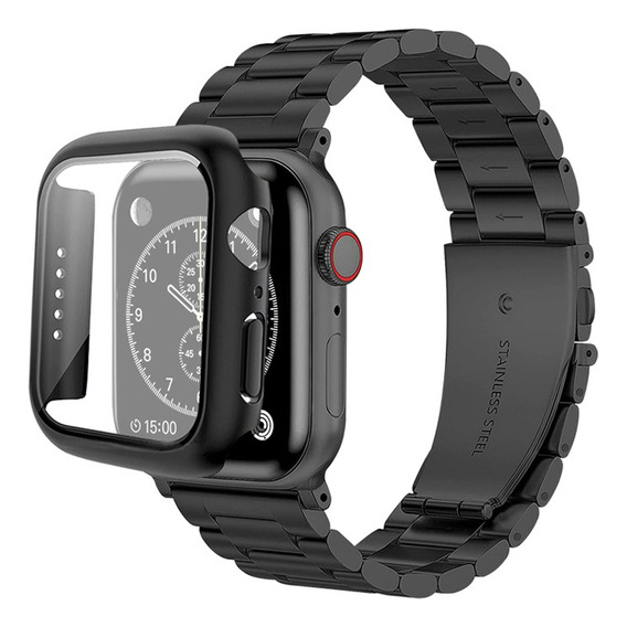 Correa Acero Inoxidable+carcasa Para Apple Watch 40/41/44/45