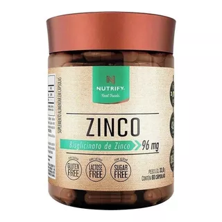 Bisglicinato De Zinc Vegano Nutrify 60 Cápsulas