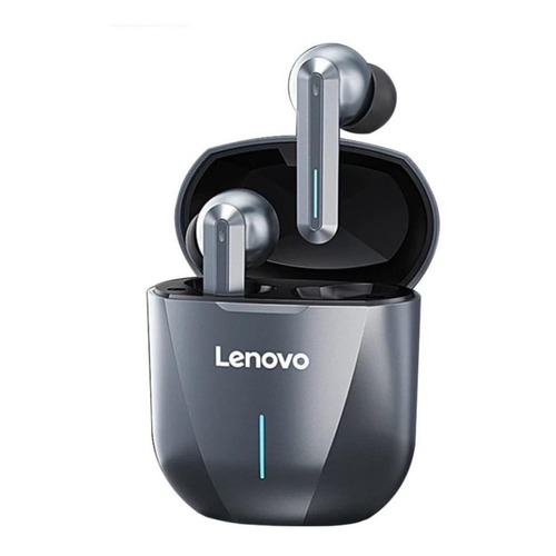 Audífonos in-ear gamer inalámbricos Lenovo XG01 gris con luz LED