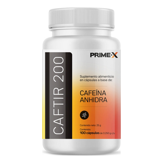 Cafeína Anhidra Pura Primetech 100 Cápsulas Con 200 Mg