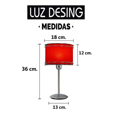 Pack X 2 Lampara Velador Mesa Cromo Pantalla Color Rojo
