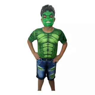 Roupa Fantasia Infantil Hulk C\ Enchimento Curto Luxo