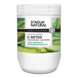 Creme Para Corpo D'agua Natural Profissional De Massagem C-detox En Pote De 650ml/650g