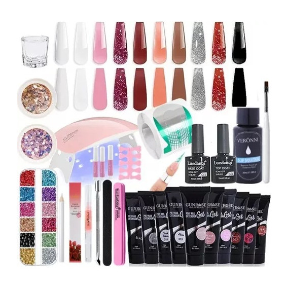 Kit De Poligel Lámpara Extensión Uñas Completo Decoracion 10