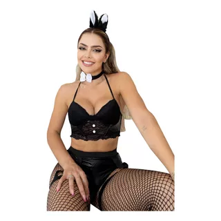Fantasia Sexy Carnaval Coelhinha Coelha Playboy + Meia Calça