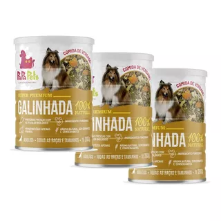 3x Ração Úmida Natural Cães Adultos Galinhada Papapets 280g