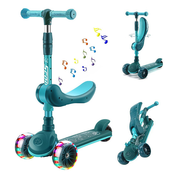 Scooter Para Niños De 3 Ruedas Con Luces Led Y Música 3 En 1