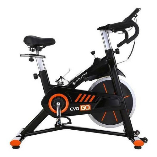 Bicicleta estática Evolution Fitness EVO GO para spinning color negro y naranja