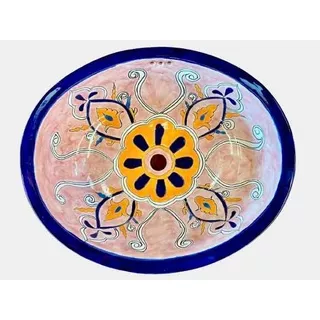 Lavabo Ovalin Gigante Artesanal Talavera Estilo Antiguo Rosa