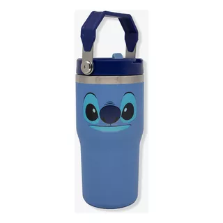 Copo Térmico Com Canudo Stitch Quente Frio Para Viagem 650ml