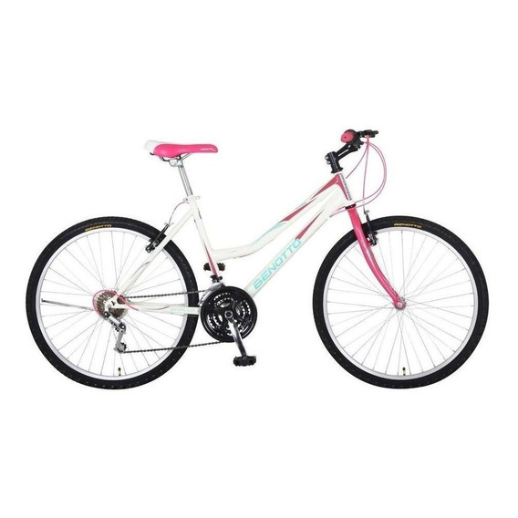 Bicicleta Benotto Montaña Alpina R26 21v Mujer Sunrace Acero Color Blanco/Rosa Tamaño del cuadro Único