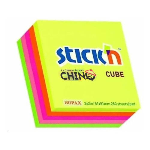 Block Notas Adhesivas Stickn Cube 51x51mm 250 Hojas Fluo