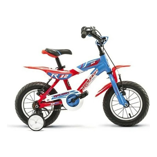 Bicicleta bmx freestyle infantil Raleigh MXR R12 1v frenos v-brakes color blanco/rojo/azul con ruedas de entrenamiento  