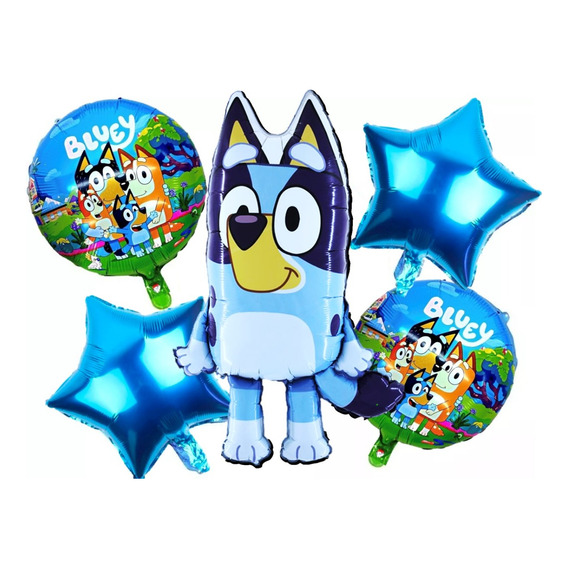 Bouquet 5 Pcs Bluey  Set De Globos Bingo Y Bluey