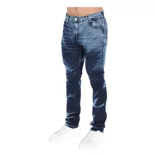 Jeans Para Hombre De Moda Diseño Deslavado Stretch Skinny