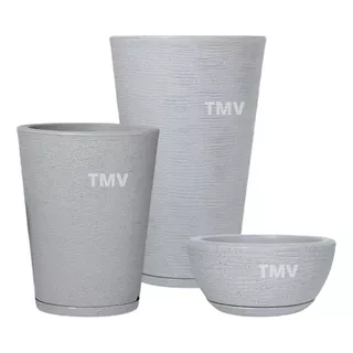 Jogo 3 Vasos Luxo Planta Decorativ Casa Jardim Varanda P M G