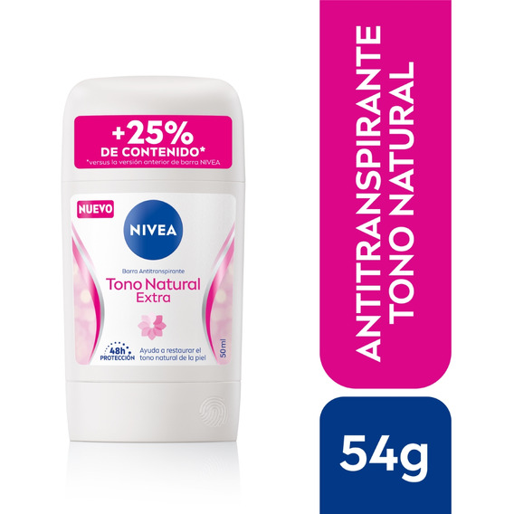 Desodorante Nivea Barra Tono Natural Extra Femenino 54g