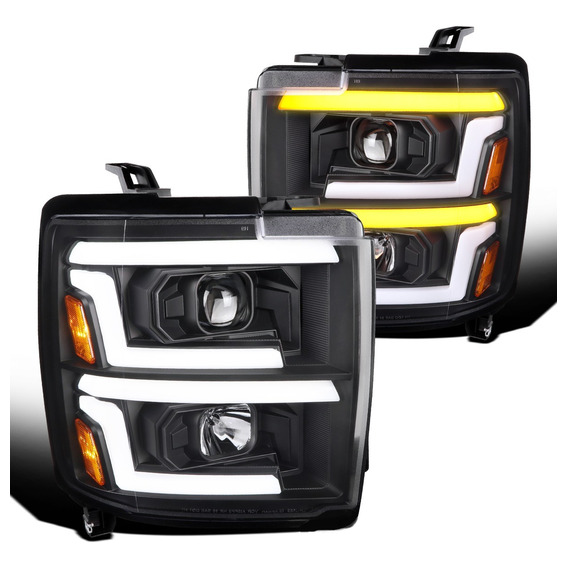 Silverado 2500 3500 15 - 19 Faros Led Secuencial Fondo Negro