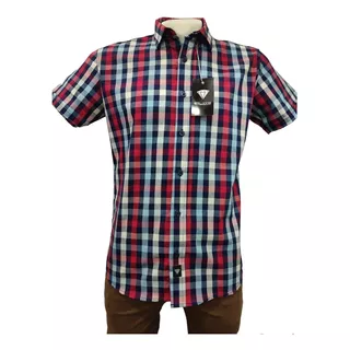 Camisa Giorgio Berlucchi Cuadros Chicos 09 Mno Rojo Cielo Bc