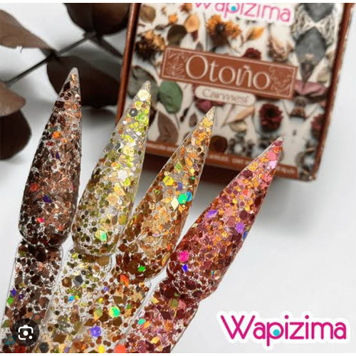 Coleccion Polvo Acrilico Para Uñas 4 Pz Wapizima Color Otoño Carmesi