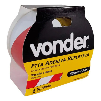 Fita Adesiva Refletiva Vermelha E Branca 50 Mm X 3 M Vonder