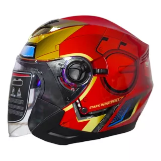 Casco Moto Edge Marvel Iron Man Rojo 3/4