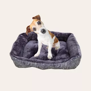 Cama Olas Para Perro O Gato Super Suave Gris Talla Xl