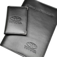Kit Toyota Porta Manual E Porta Documento Couro Eco