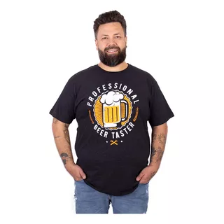 Camiseta Plus Size Masculina Cerveja Profissional Preta G5g6