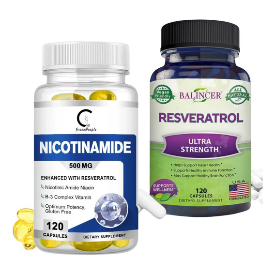 Pack Nicotinamida 500 Mg + Resveratrol 1000mg 240 Cáp