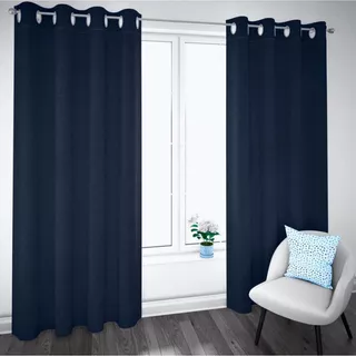 Cortina Blackout Rebeca - 2 Paneles - 290x 225cm De Altura Color Azul Oscuro