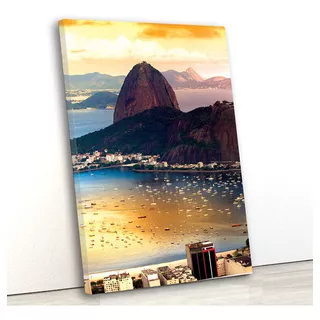 Tela Canvas Cidade Rio De Janeiro 80x120 Vertical 1 Cor Multicolorido Cor Da Armação Marrom
