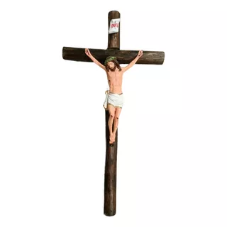Cristo De Resina Cruz Crucifijo De Madera De 72cm