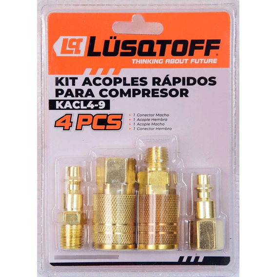 Kit Acople Rapido De 1/4 Racord Para Compresor Lusqtoff