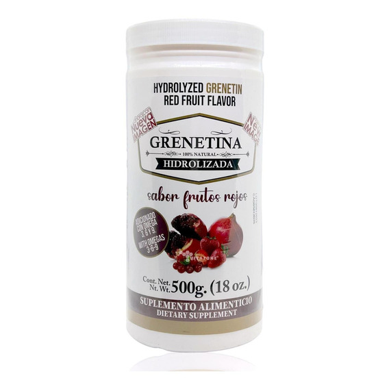 Grenetina Hidrolizada Sabor Frutos Rojos 100% Natural 500 Gr