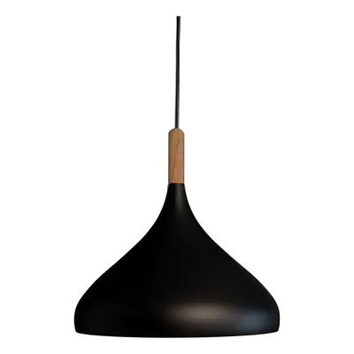 Lampara Colgante Valentin Negro Madera 30cm Apto Led Cie