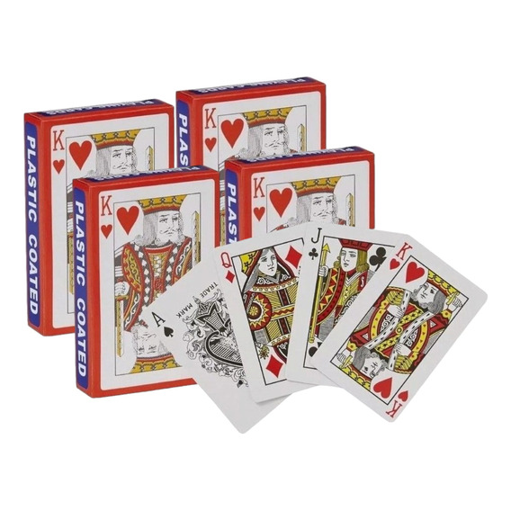 4 Baraja Cartas Poker Naipes Plastico Juego De Mesa Casino