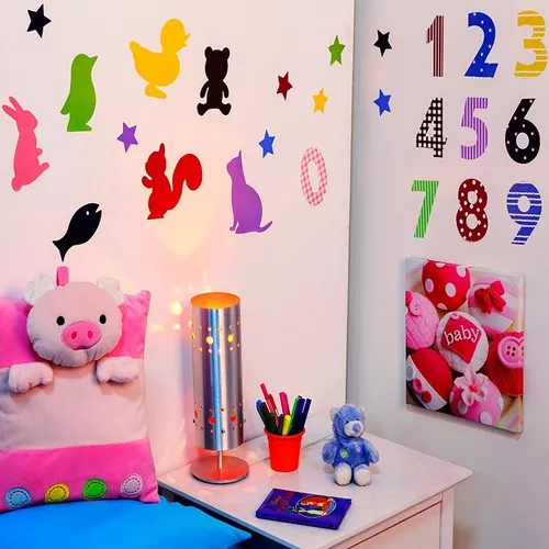 BESPORTBLE 5 Unidades Adesivos De Parede Do Alfabeto Descascar e Colar  Quarto De Bebê Decalque Da Parede Da Sala De Jogos Decalque Da Parede Pré- escolar Letras Adesivos Número Pvc Filho Mural